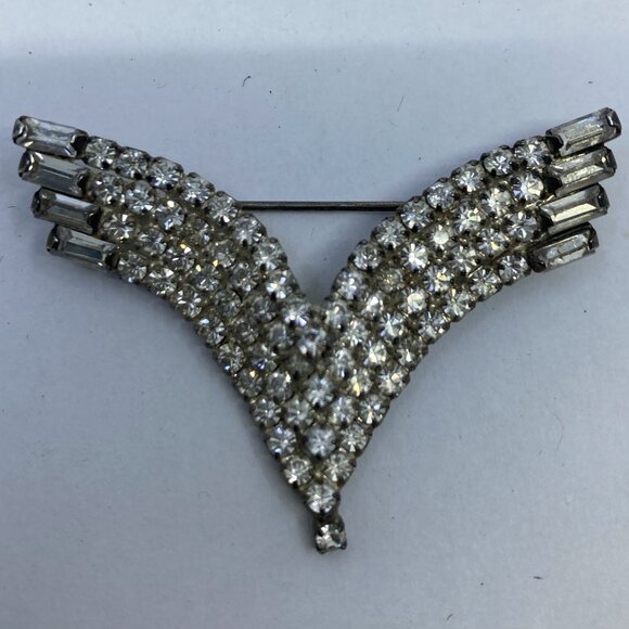 Vtg rhinestone crystal wedding bridal brooch - Picture 1 of 2